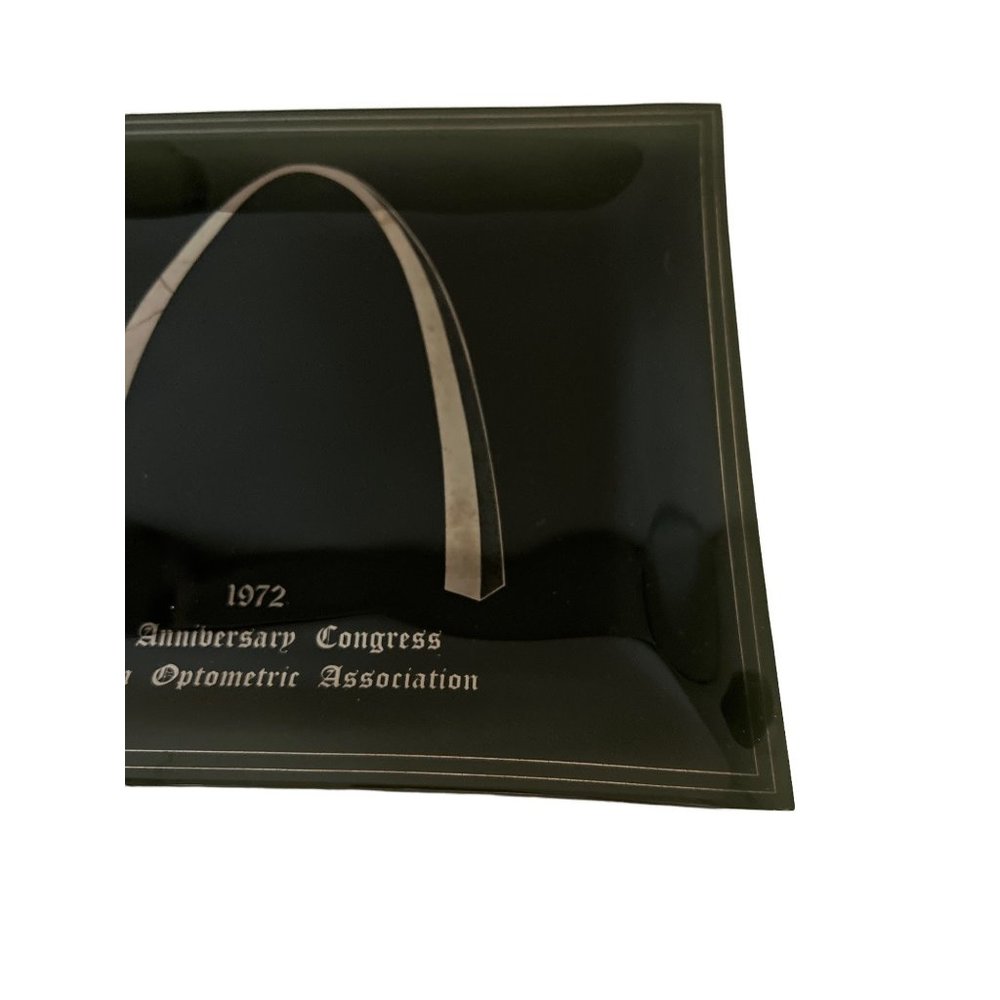 1972 Smoked Glass Trinket Dish 75th Anniversary Congress American Optometric - Picture 4 of 5